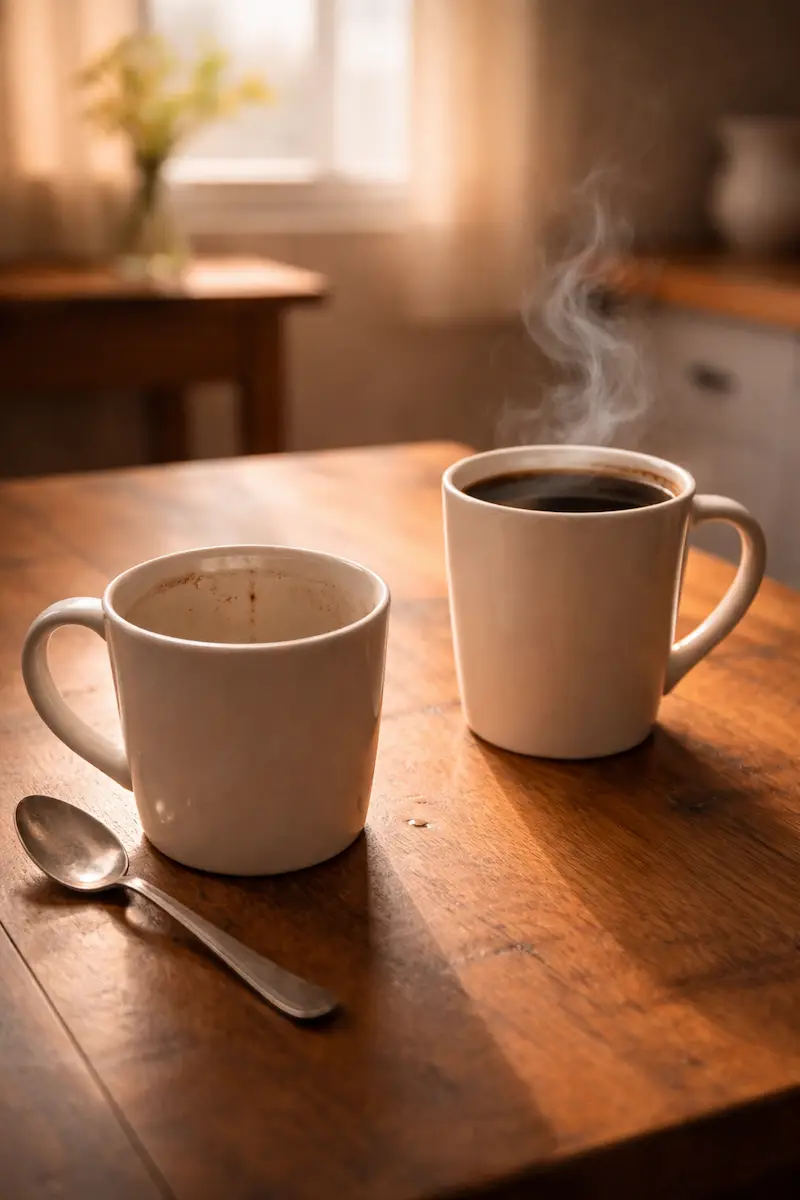 Mesa con dos tazas